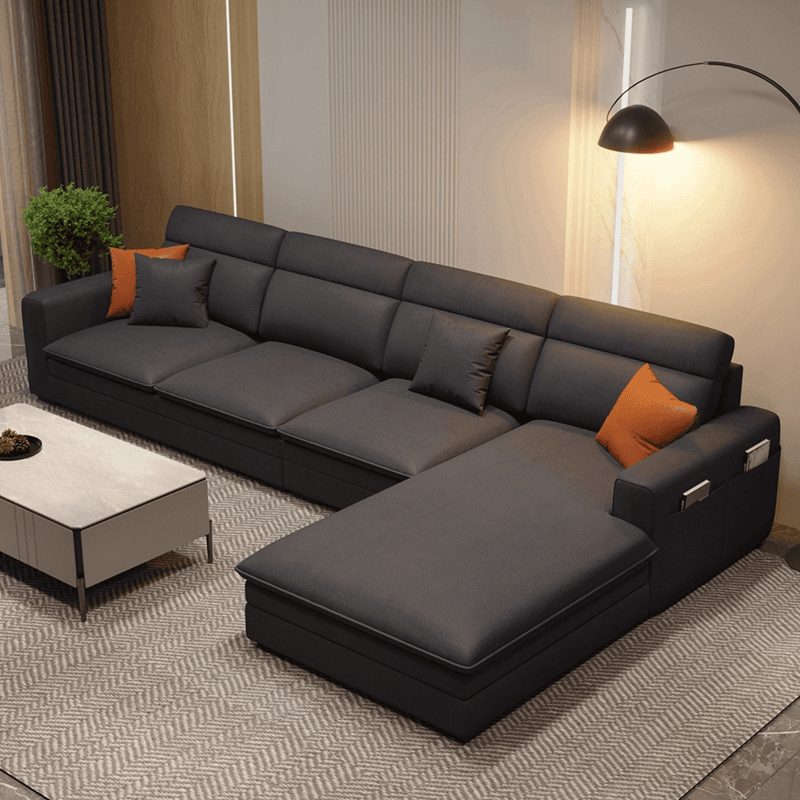 L-Shape/Straight Natural Wood Sofa Chaise/Sofa Couch with Concealed Support - image 11