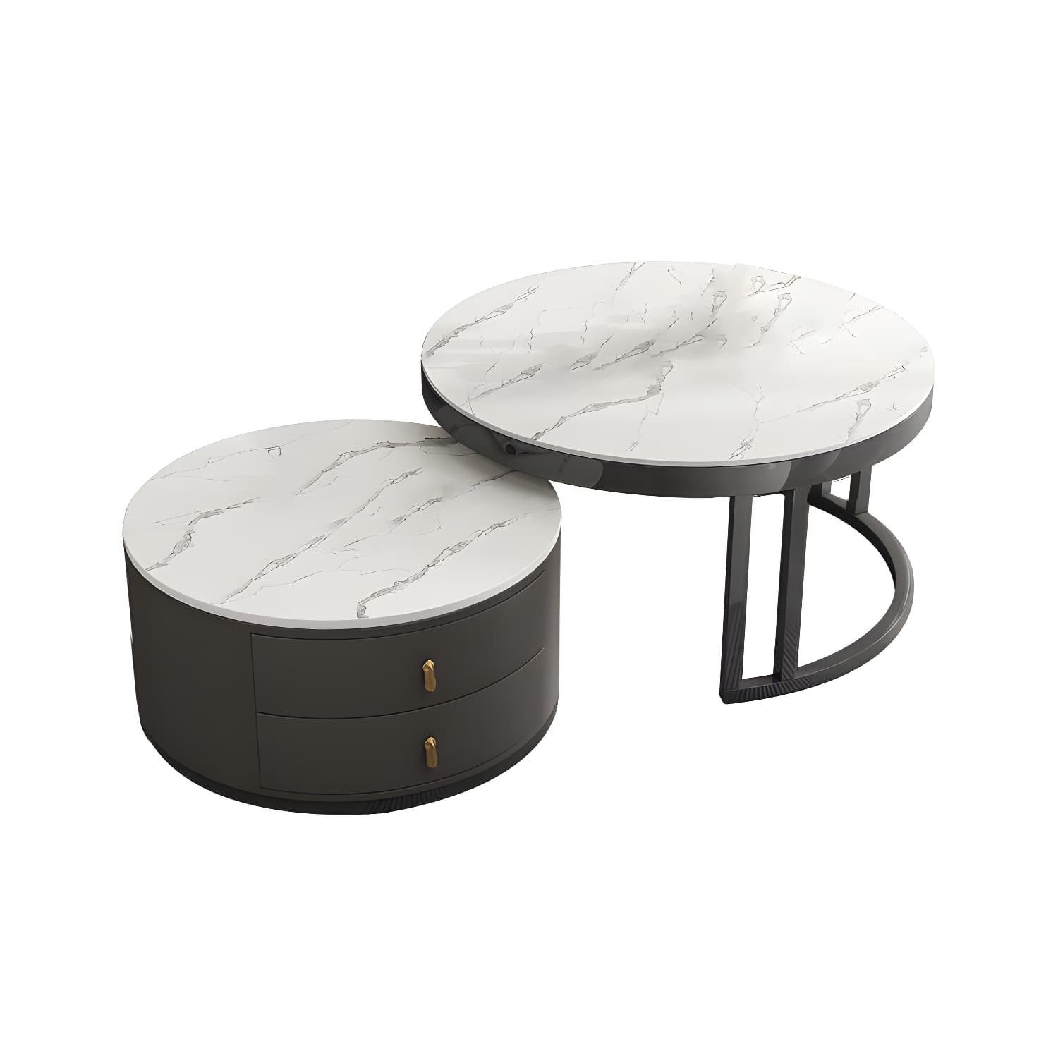 Round Tropical Coffee Table Storage 2 Nesting Coffee Table Set - image 9