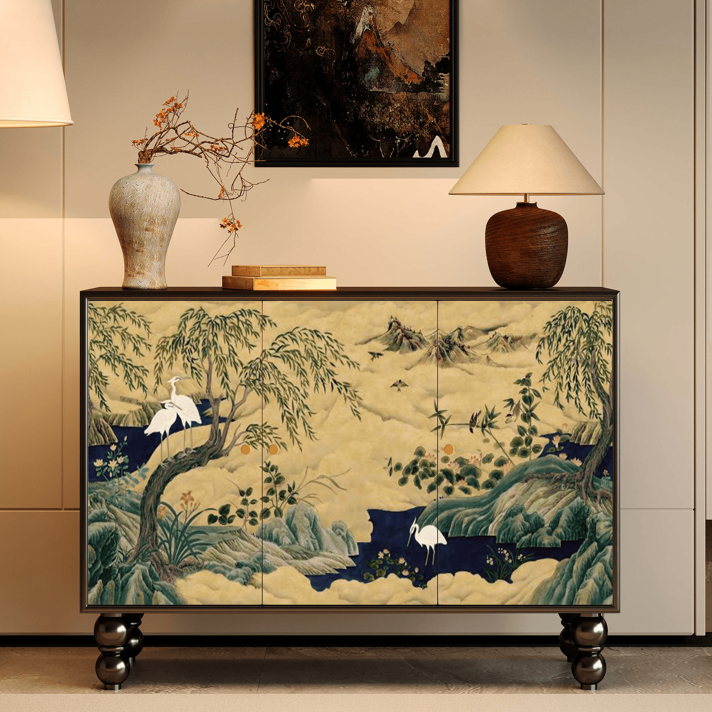 Classicist Narrow Timber Sideboard with Hutch, 3 Shelves, 3 Doors and Larder - image 29