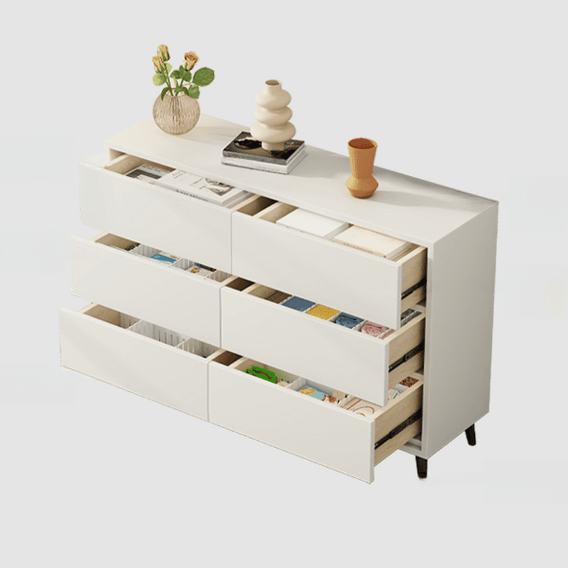 White Simple Raw Wood Console Dresser/Lingerie Chest/Bachelor Chest with 6/4/8 Drawers in Horizontal/Vertical Orientation