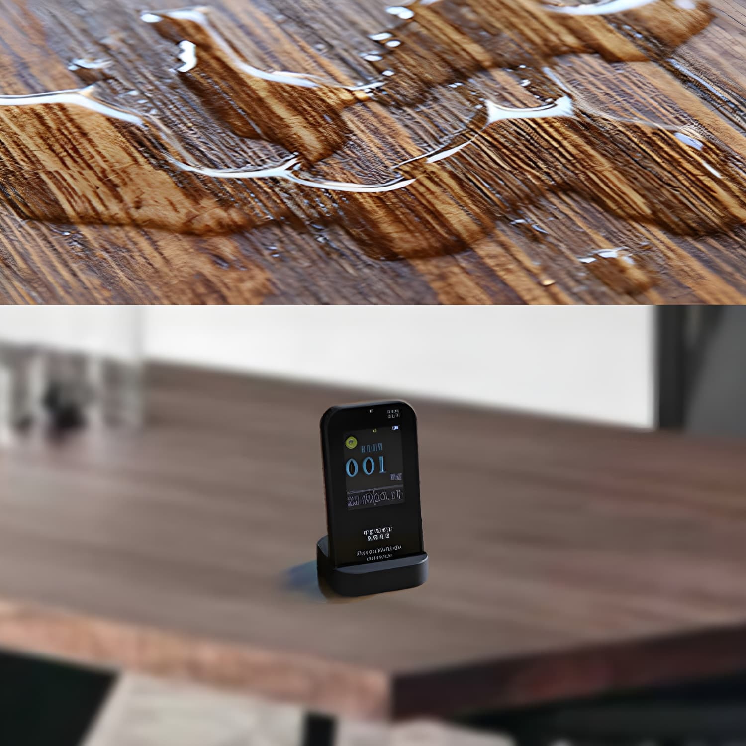 Modern Black Rectangle Wood Top Kitchen & Dining Table with Pedestal Base in Iron - image 9