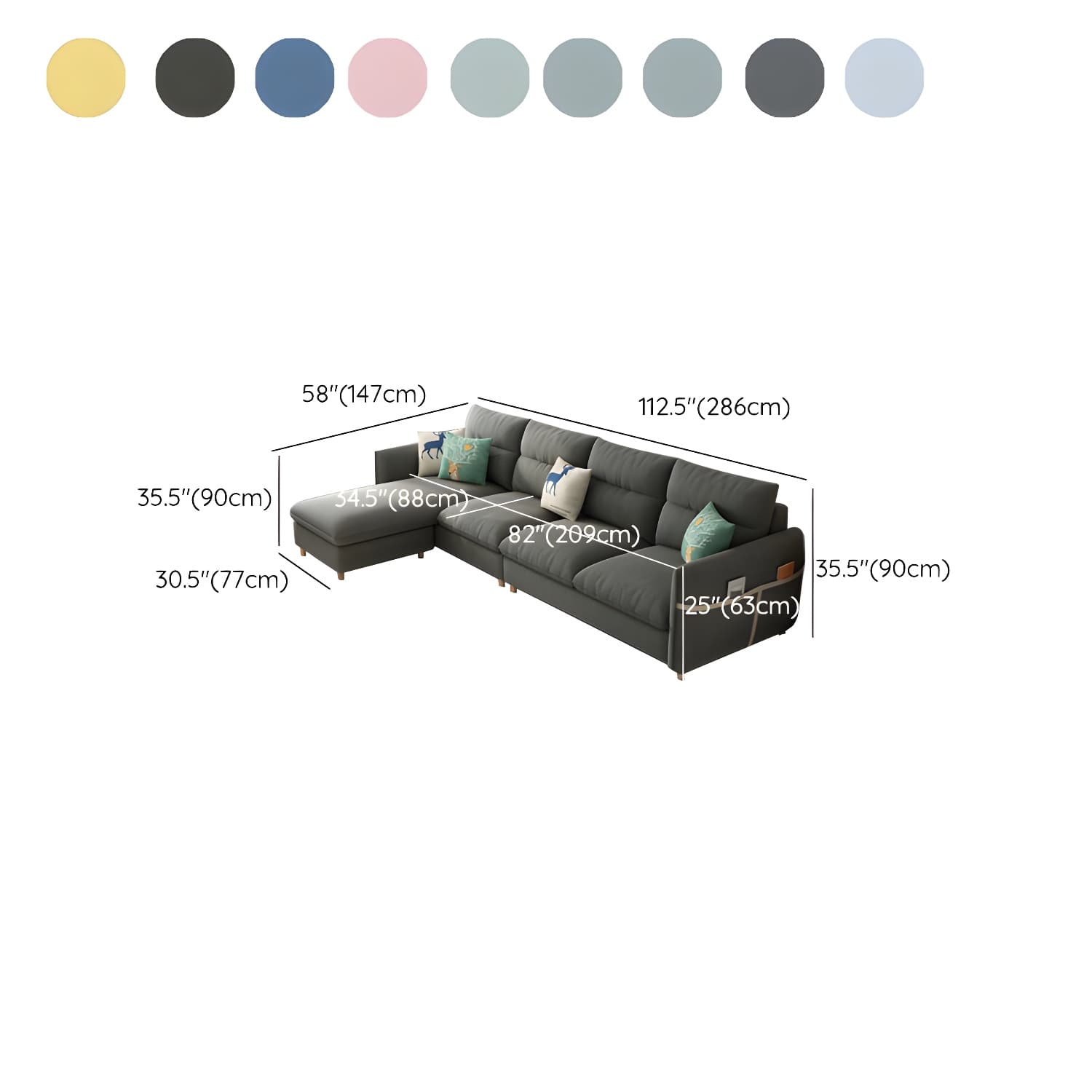 Scandinavian Modular L-Shape Sectional Sofa Chaise with Reversible Pine Wood Frame - image 21