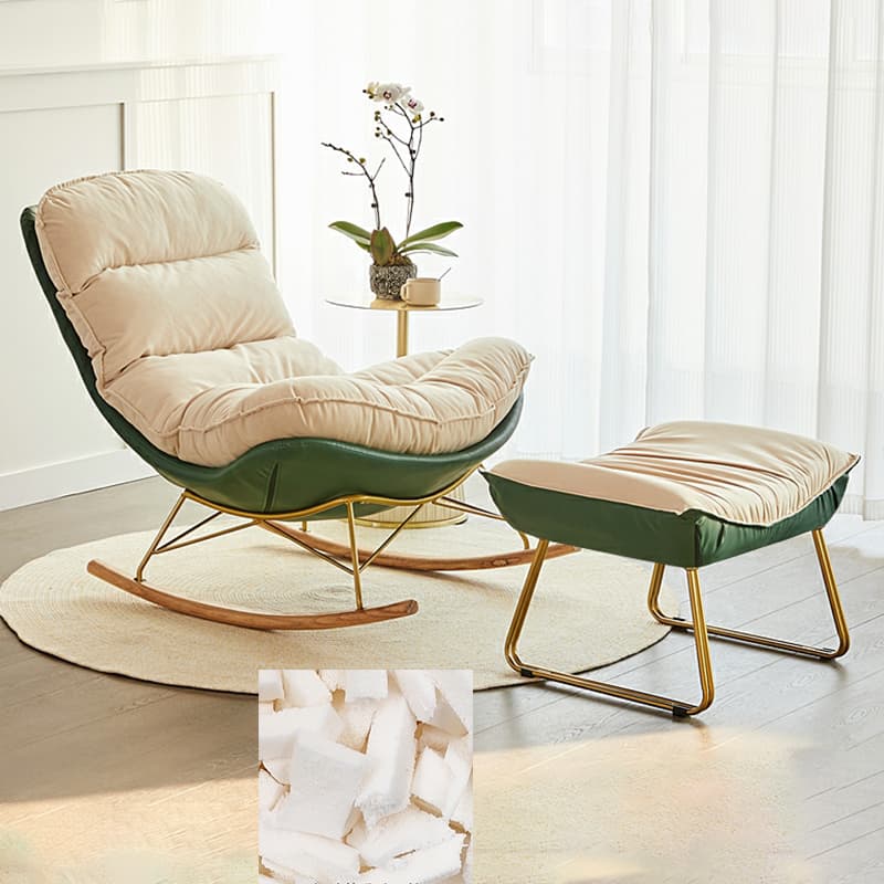 Trendy Faux Leather Upholstered Rocking Chair Couch with Footstool , Spindle Back and Resistant To Dirt - image 12