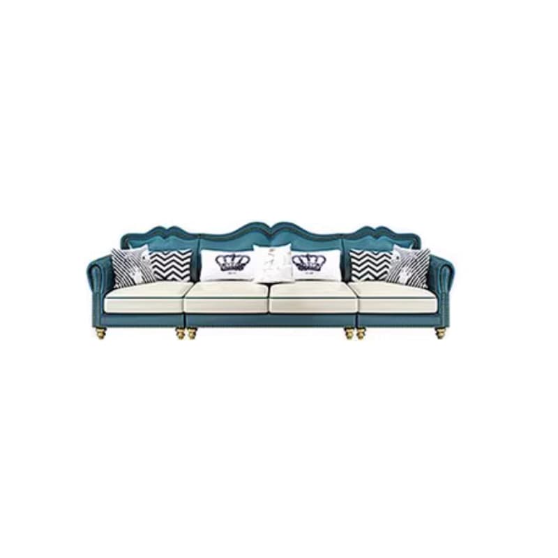 Glam Eco-Leather Flared Arm Sectional Sofa in Large Size with Nailhead Trim - image 5