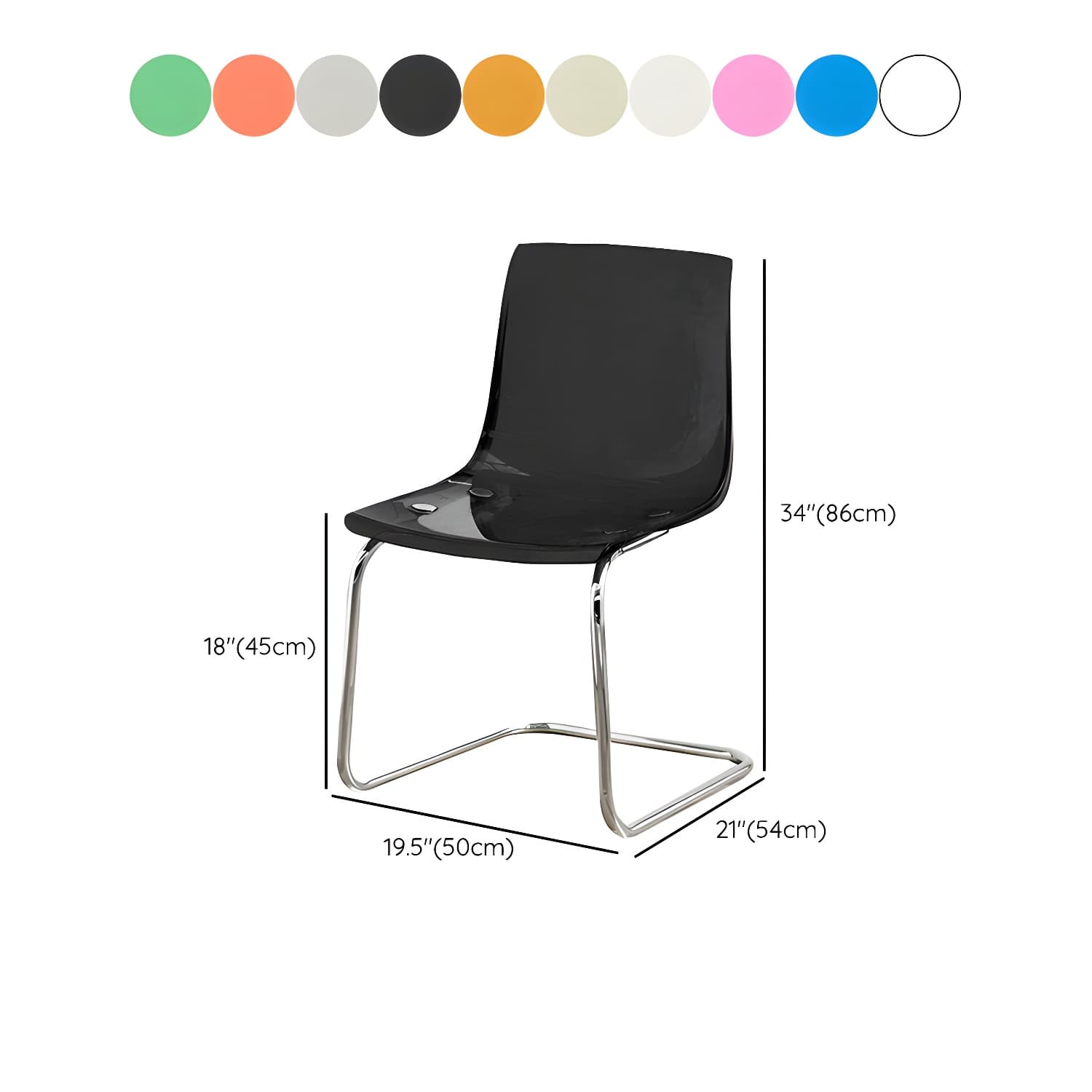 Scandinavian Style Silver Leg Plastic & Acrylic Side Chair for Kitchen & Dining - image 23
