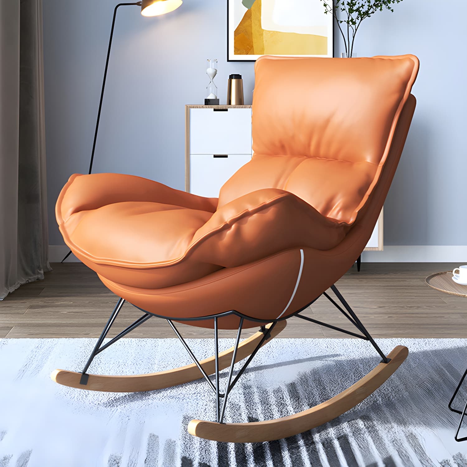 Contemporary Rocking Chair Solid Wood Rocker Chair with Removable Cushions - image 16