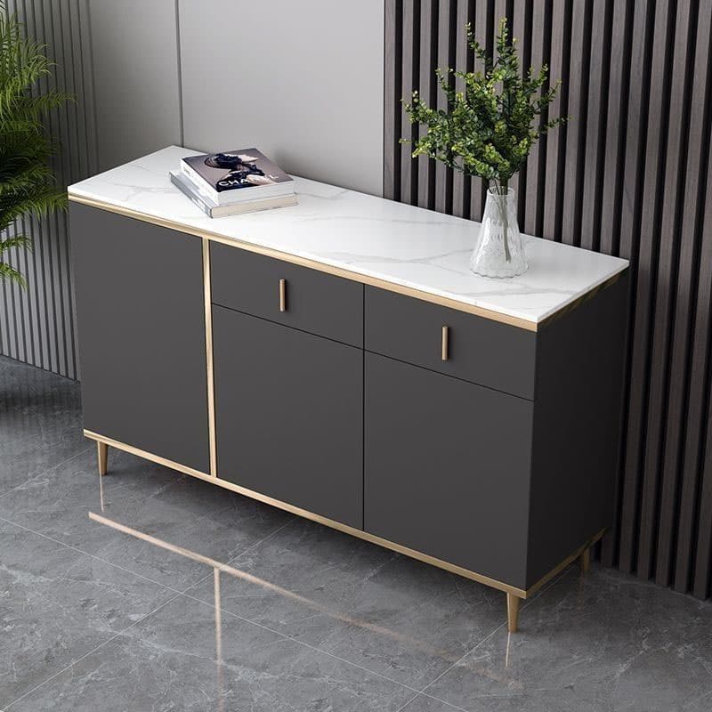 Modern Stone Buffet Sideboard with Doors and Drawers for Living Room