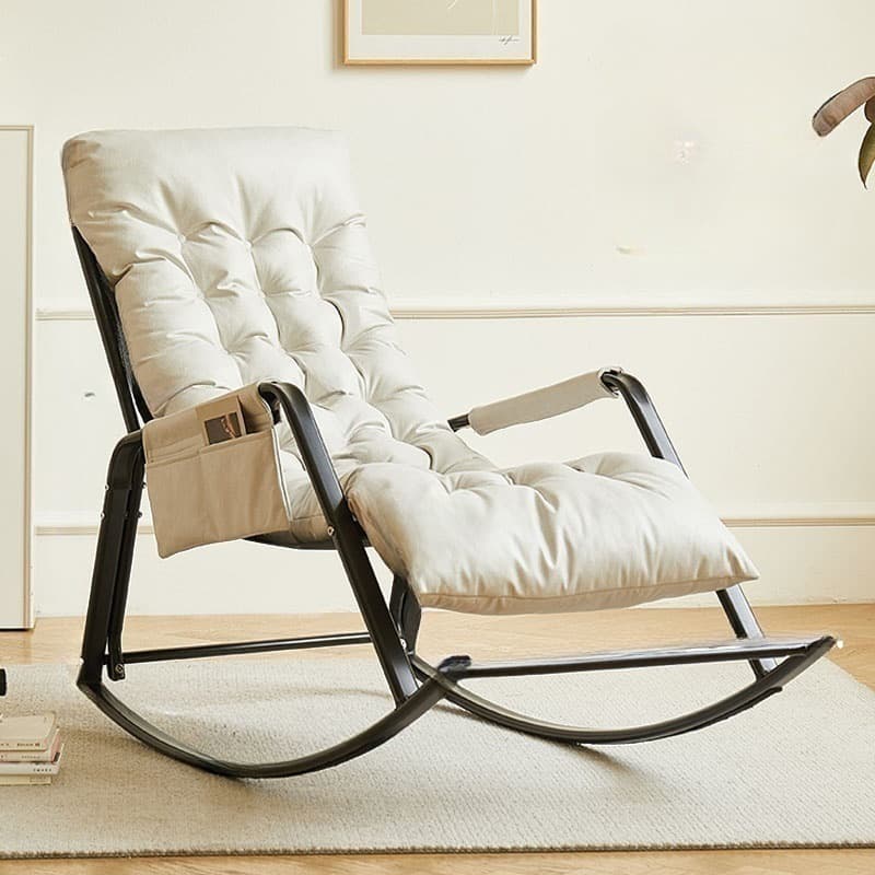 Chic Upholstered Indoor Rocking Chair with Modern Black Metal Legs - image 13