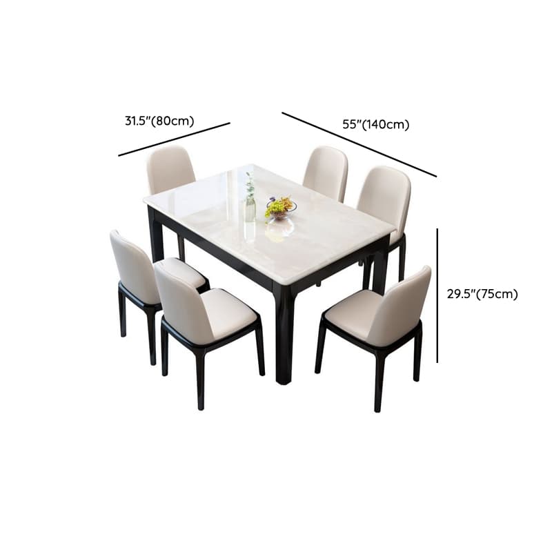 Trendy Slate Dining Table Set with Four Legs, Padded Chair, Back, Chalk Color - image 9