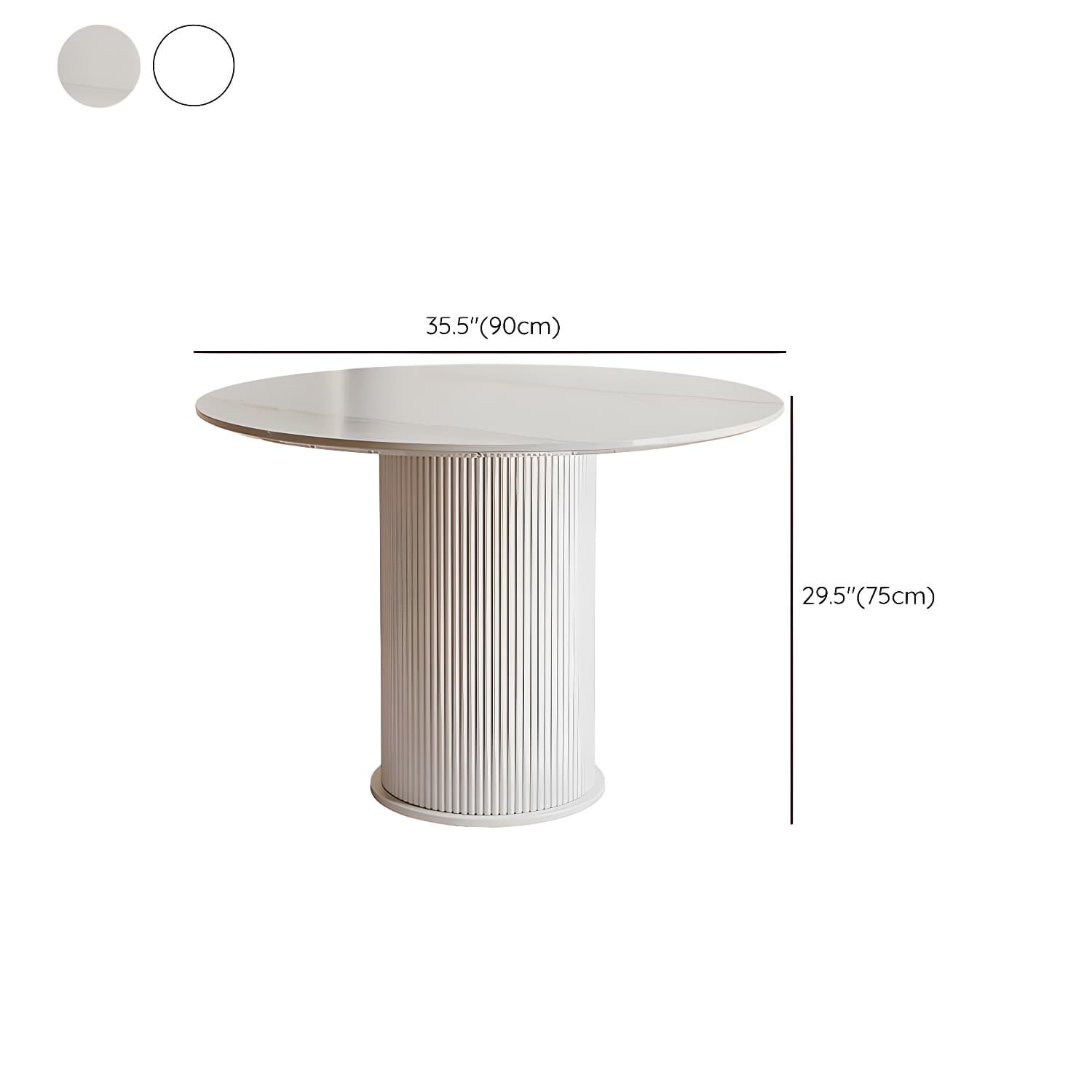 Round White Stone Modern Dining Table with White Steel Pedestal Base Standard Height - image 11