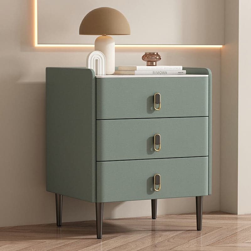 Modern Faux Leather Bachelor's Chest with Stone Countertop, 3 Drawers - image 4