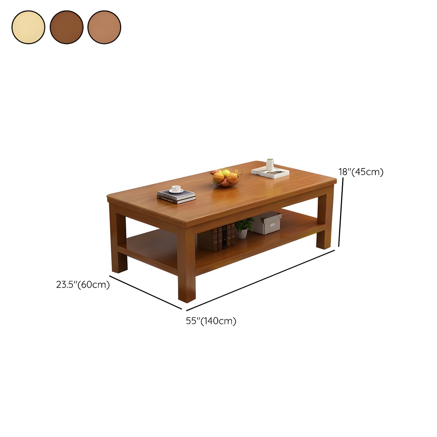 Wood Four Leg Storage Included Rectangular Standard Coffee Table No Drilling Required Modern Style - image 16