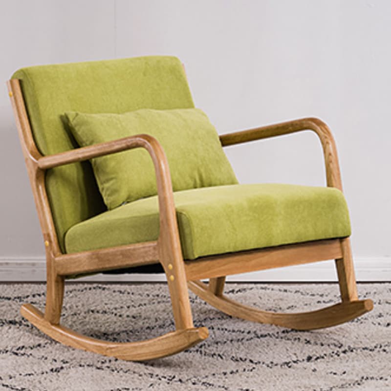 Modern Upholstered Rocking Chair with Natural Wood Legs and Recessed Back Cushion - image 14