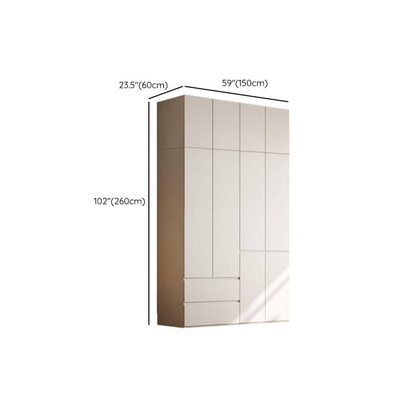 Chalk Modern Natural Wood Standalone Almirah with Soft Close Drawer, Interior Shelves, and Hanging Rod - image 24