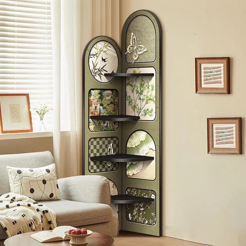 Modern Simple Style Nook Decorative Cabinet with 3/4 Exterior Shelves, Lumber Countertop in Midnight Black - image 6