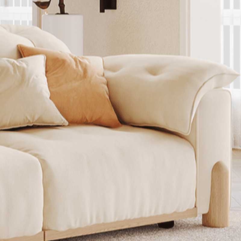 Modish Solid Color Scratch-durable Standard Sofa/Single Sofa in Off-White, Seats 4/2-seater/3 with 2 Pillows - image 7