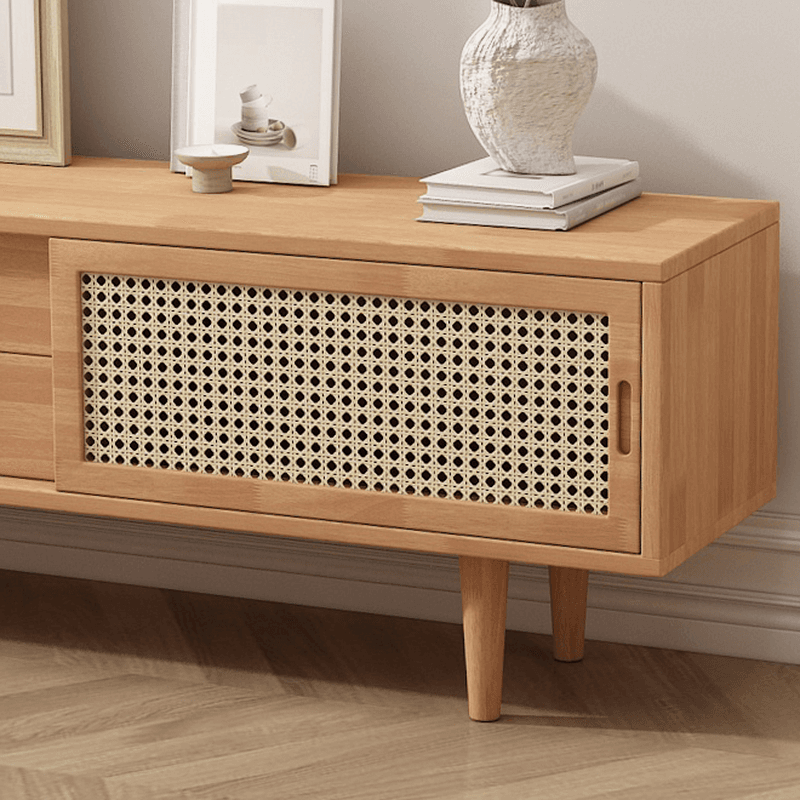 Simplistic Oak Wood TV Stand with 2 Drawers and 2 Cabinets - image 12