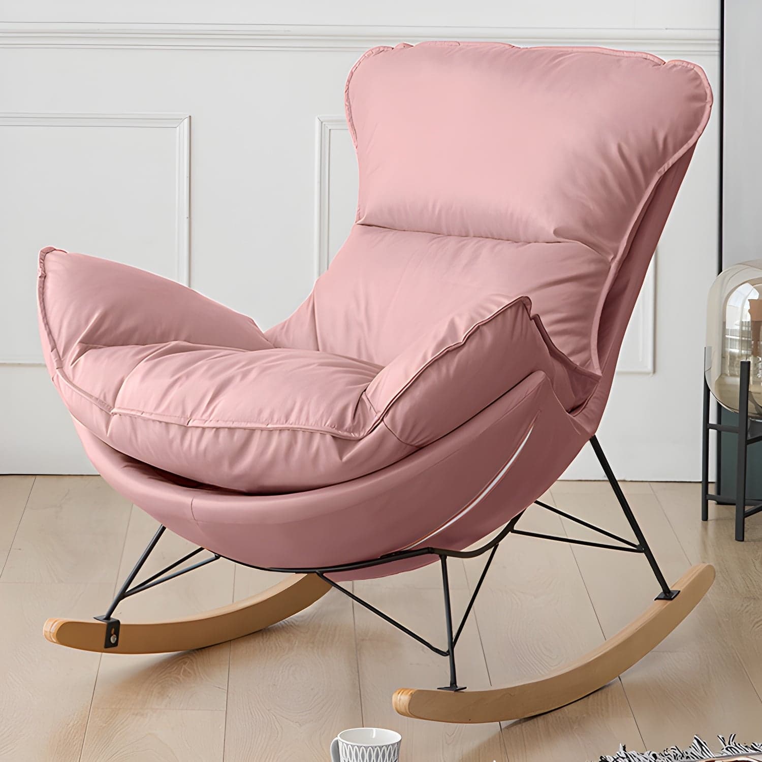 Stylish and Comfortable Modern Upholstered Rocking Chair with Removable Back Cushion - image 9