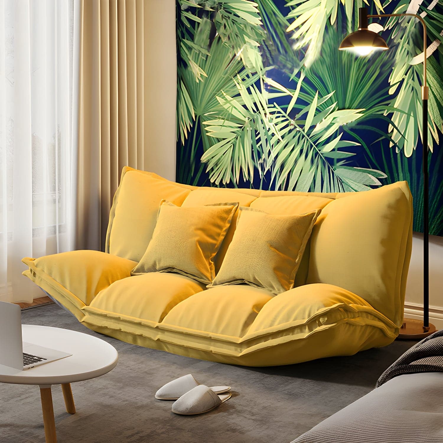 Modern Tight Back Convertible Sleeper Sofa Fabric Armless Solid Color Sofa - image 8