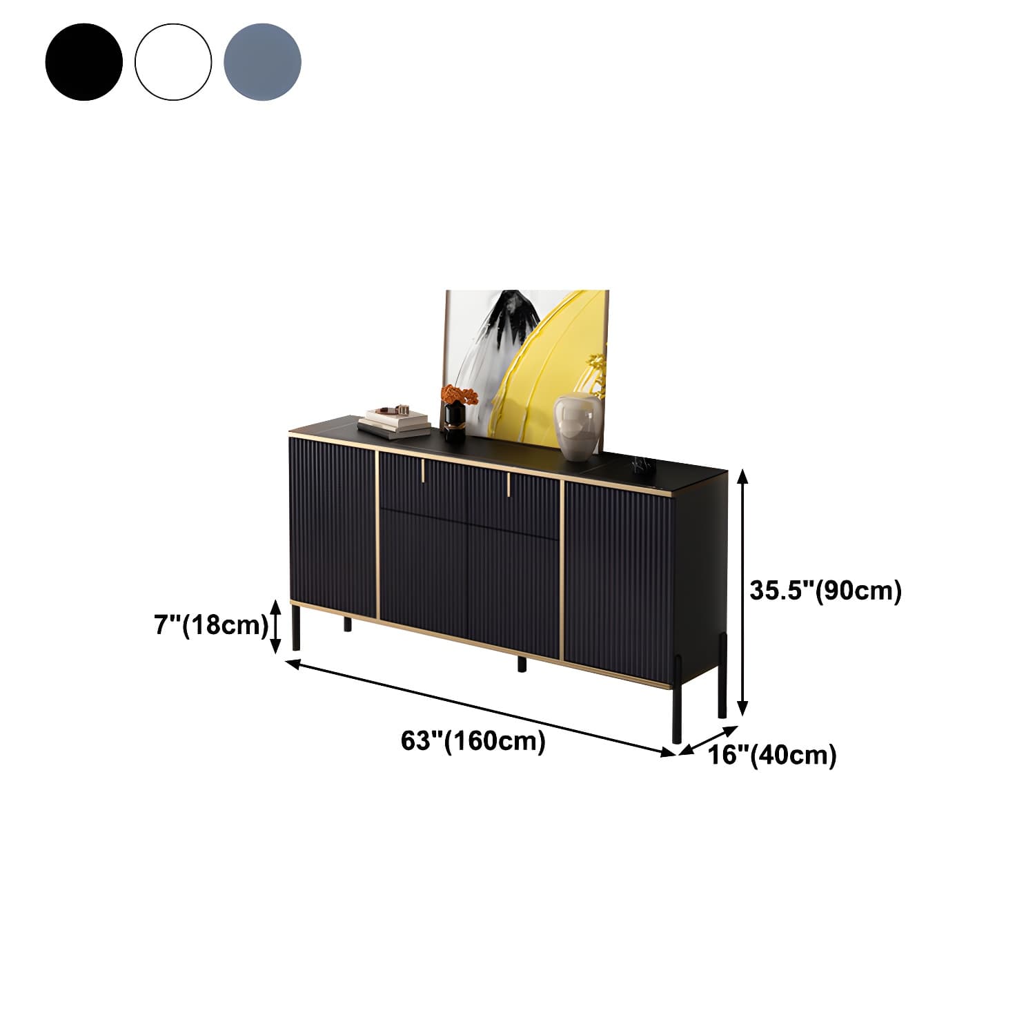 Artificial Wood Sideboard Glam Sideboard with Doors for Living Room - image 18