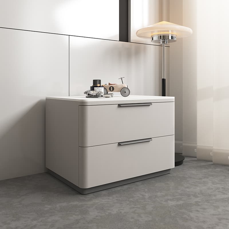 Modish 2 Tiers Stone Drawer Storage Bedside Table - image 3