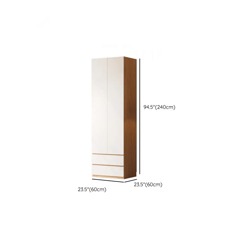White Minimalist Manufactured Wood Wardrobe Closet with Soft Close Drawer, Soft Close Door, Interior Shelves, and Clothing Rod - image 18