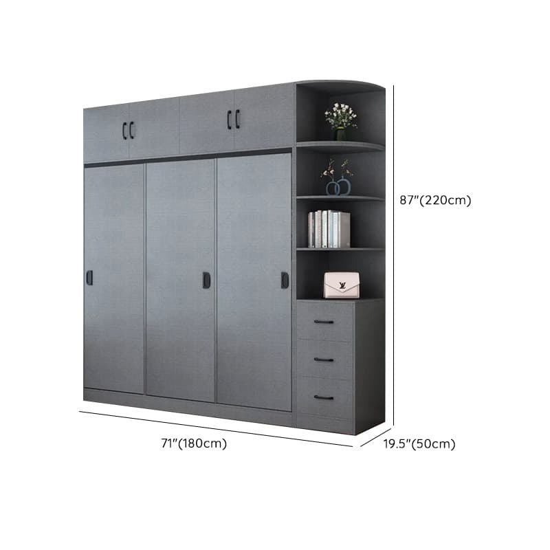 Dove Grey Modern Timber Wardrobe with Self-supporting Design, Soft Close Features, and Clothing Rod - image 21