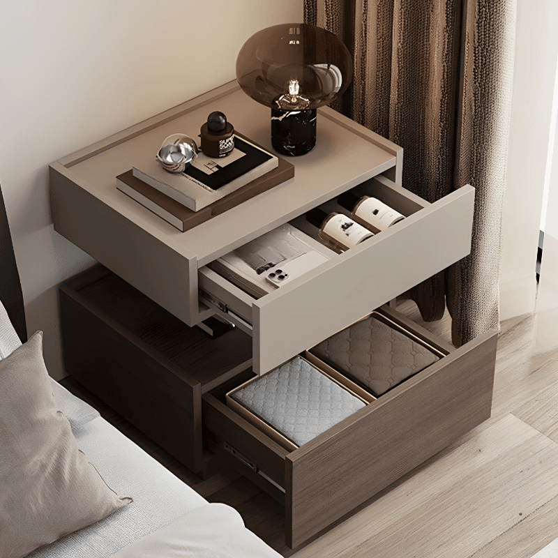 Organic Modern Nightstand With Drawer Organization Featuring 2 Drawers, 1 Shelf, and Real Wood Countertop - image 12