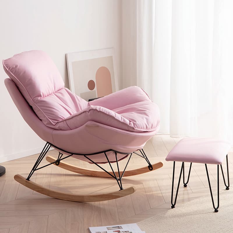 Stylish and Comfy Modern Rocking Chair with Natural Wood Legs and Slipcover - image 8