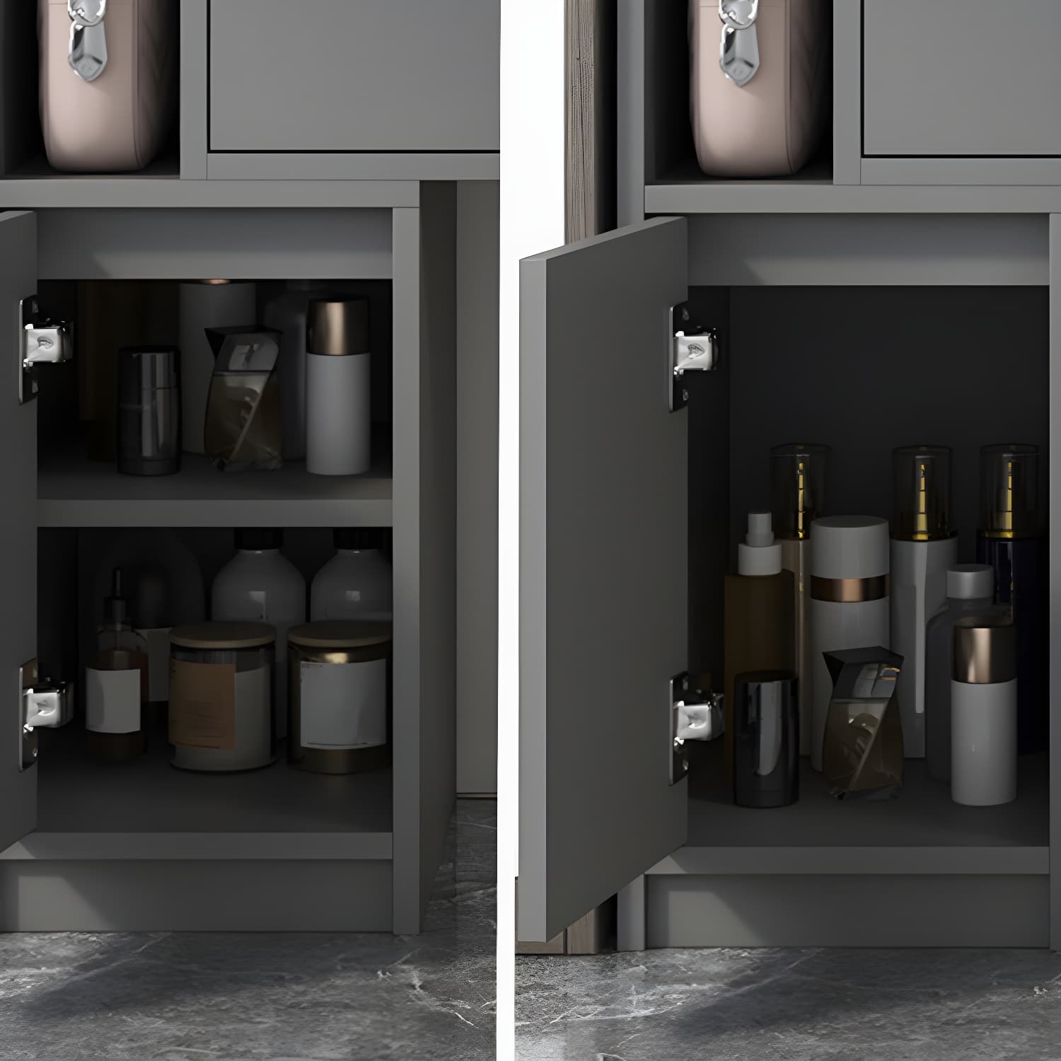 Glam Style Wood-based Material White/grey Dressing Table with Drawers and Storage Shelves - image 7