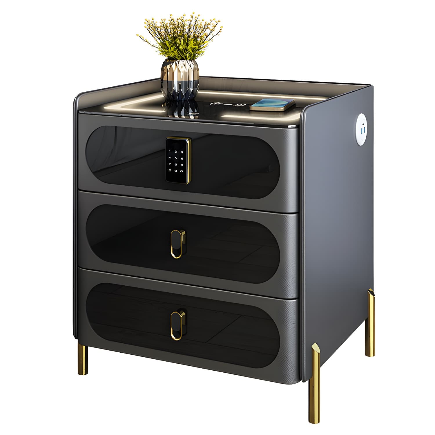 Ornate Bedside Cabinet Made from Solid Wood Shape in Rectangular for Bedroom - image 10