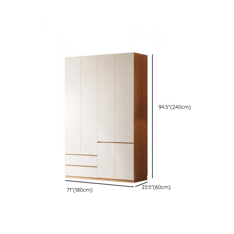 White Minimalist Manufactured Wood Wardrobe Closet with Soft Close Drawer, Soft Close Door, Interior Shelves, and Clothing Rod - image 20