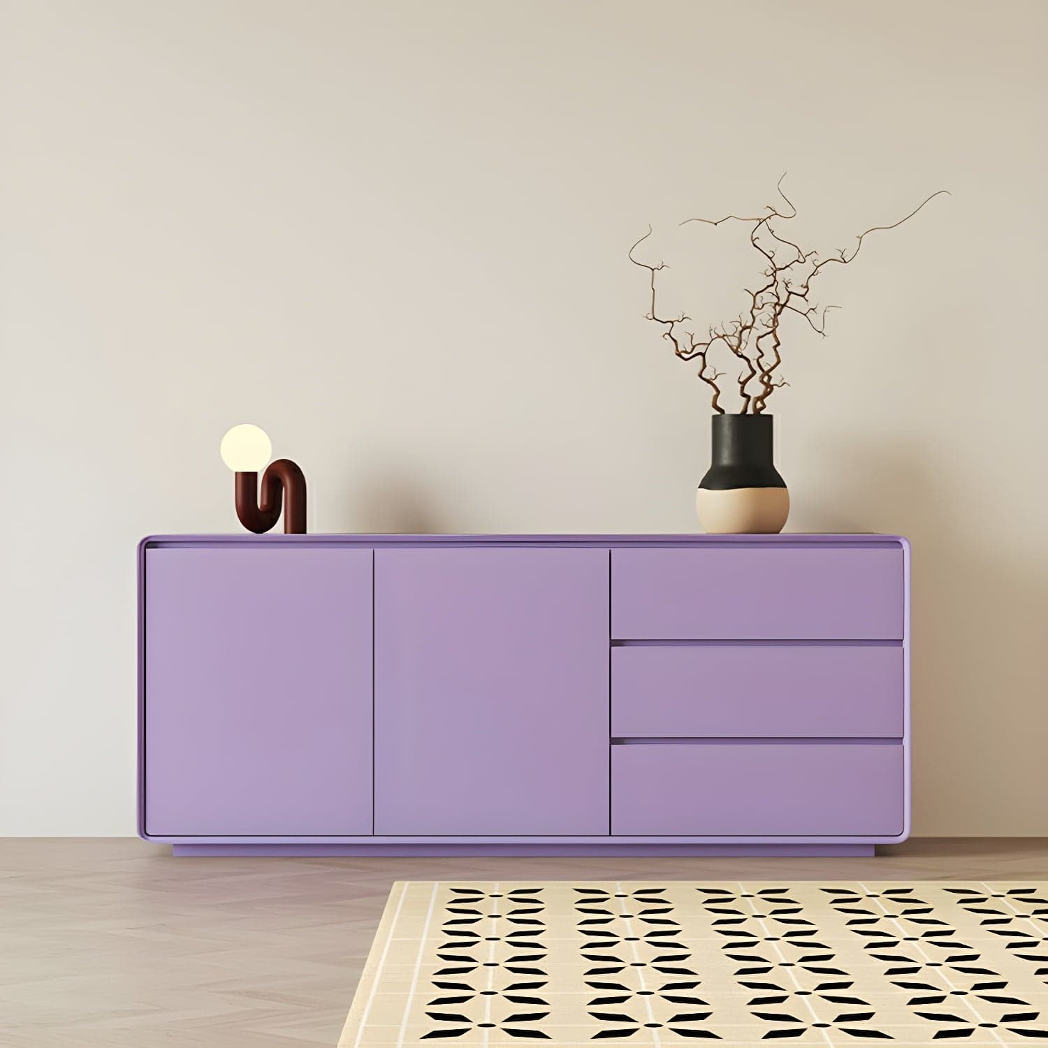 Scandinavian Wood Sideboard with 3 Drawers and 2 Doors, Overall Width 40cm, Overall Height 80cm - image 5