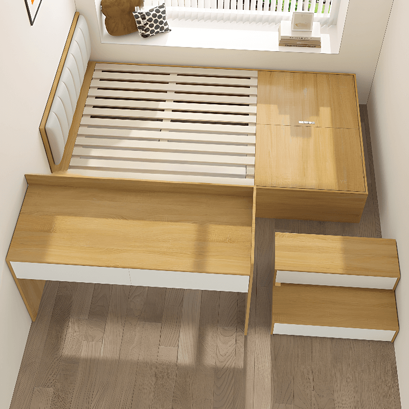 Natural Color Solid Color Storage Included with 2 Drawers for Bedroom