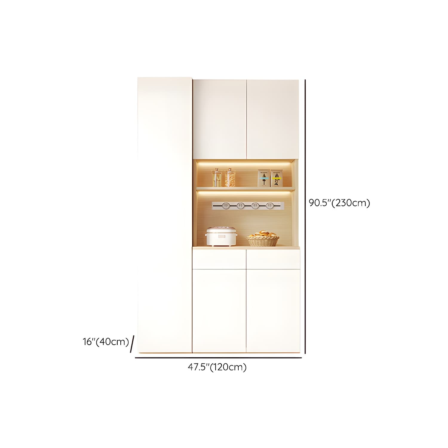 Scandinavian White Wood Buffet Sideboard Cabinet with Cabinets and Shelves - image 15