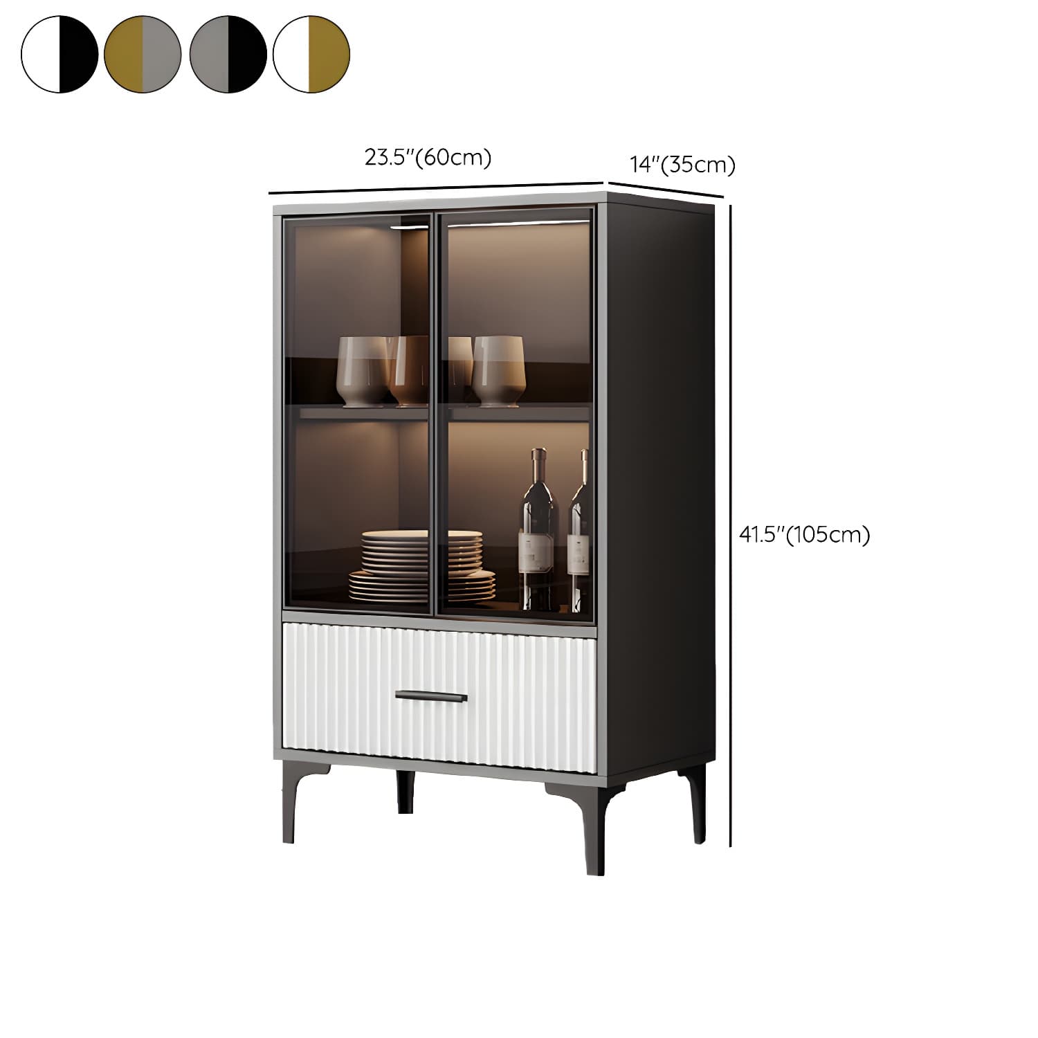 Contemporary Sideboard Cabinet for Dining Room with Glass Doors & Drawers Included - image 17