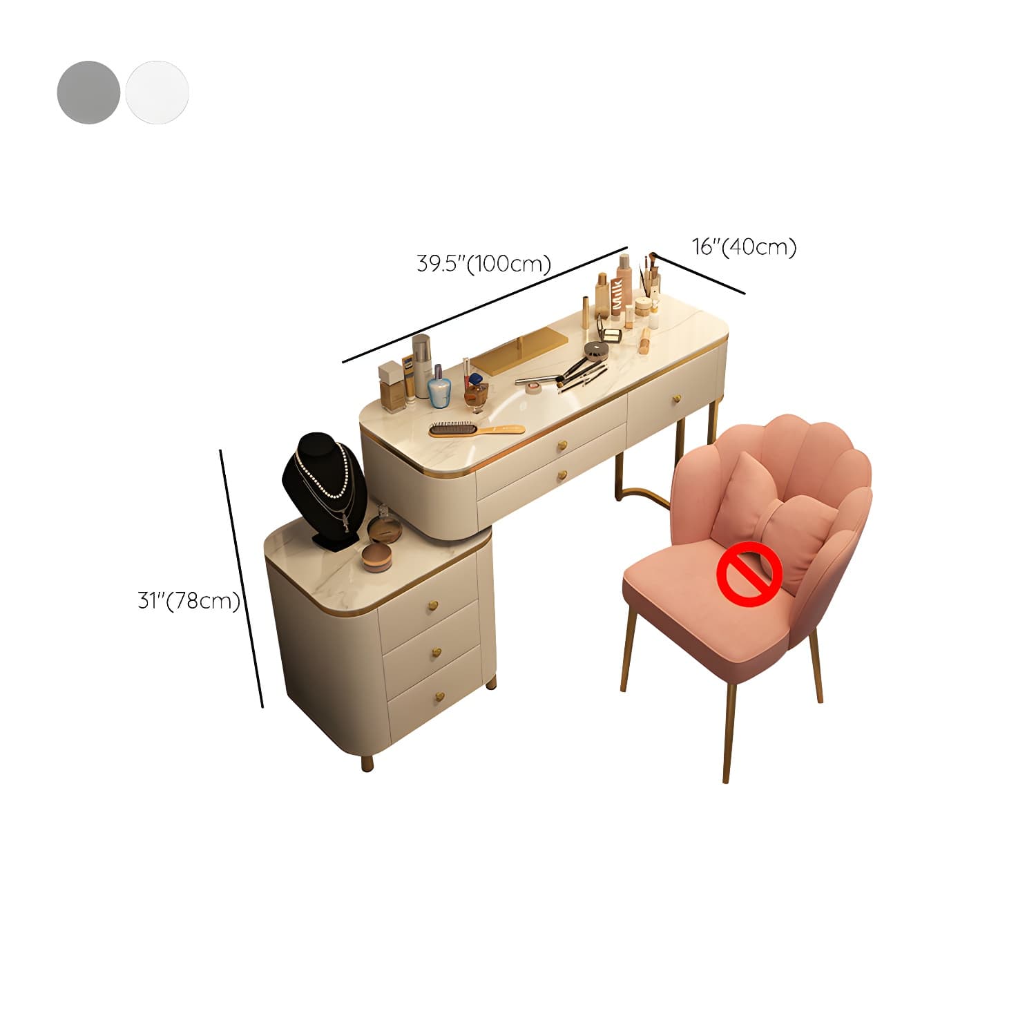 Scandinavian Wooden Vanity Desk in White Modern with Drawers Dressing Table - image 16