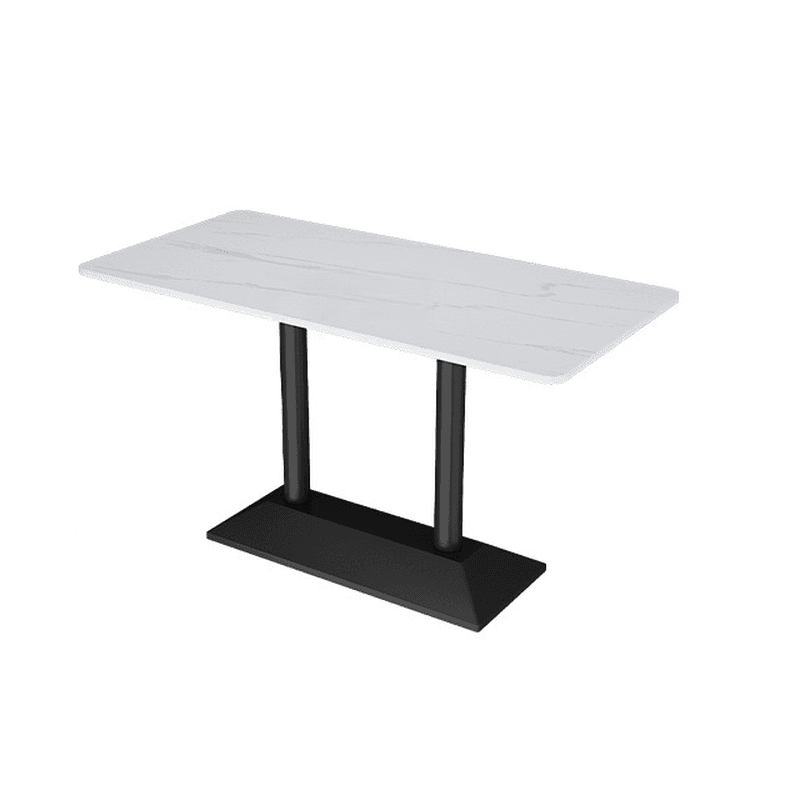 Trendy/Art Deco White Sintered Stone Dining Table, Fixed Mechanism, Seats 2, Scratch-immune