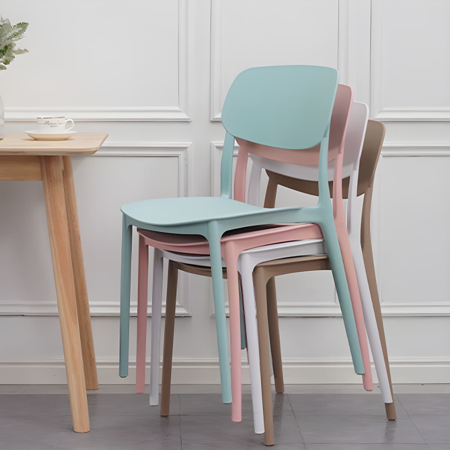 Plastic Indoor-Outdoor Side Chair Armless Stackable Dining Chairs - image 18