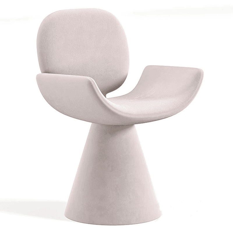 Simple Rotating Arm Chair with Uncovered Back, Padded Upholstery, Armrest, and Midnight Black/Cocoa/Chalk Lumber Legs - image 3