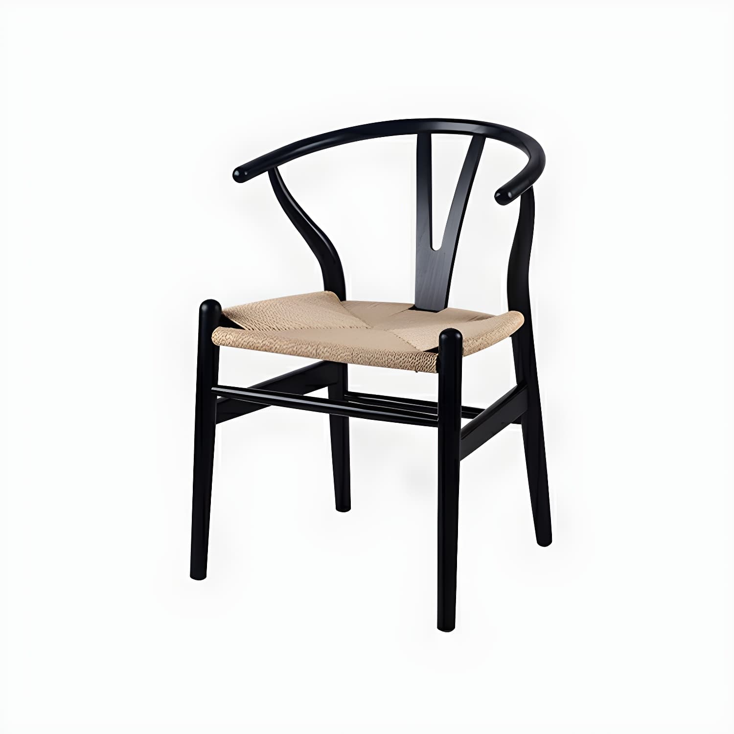 Scandinavian Wood Side Chair with Wishbone Back and Upholstered Seat for Kitchen & Dining