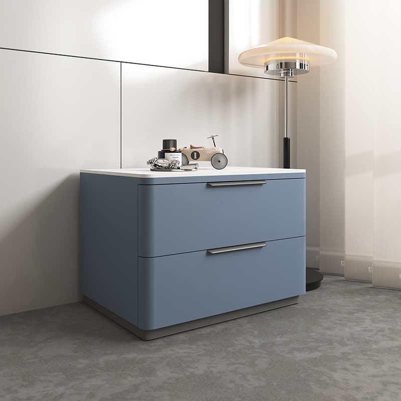 Modish 2 Tiers Stone Drawer Storage Bedside Table - image 7