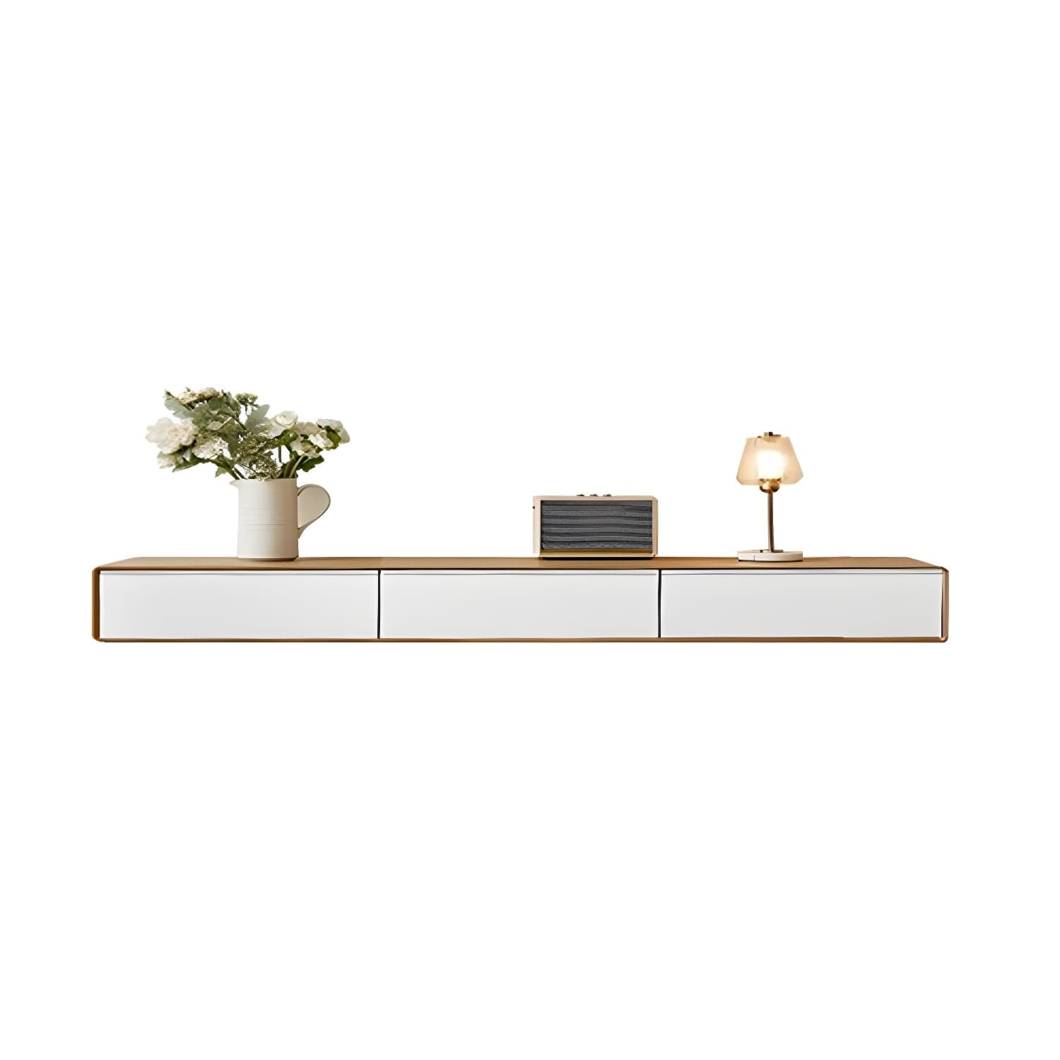 Contemporary Wood Media Console TV Stand with Drawer and Door - image 5
