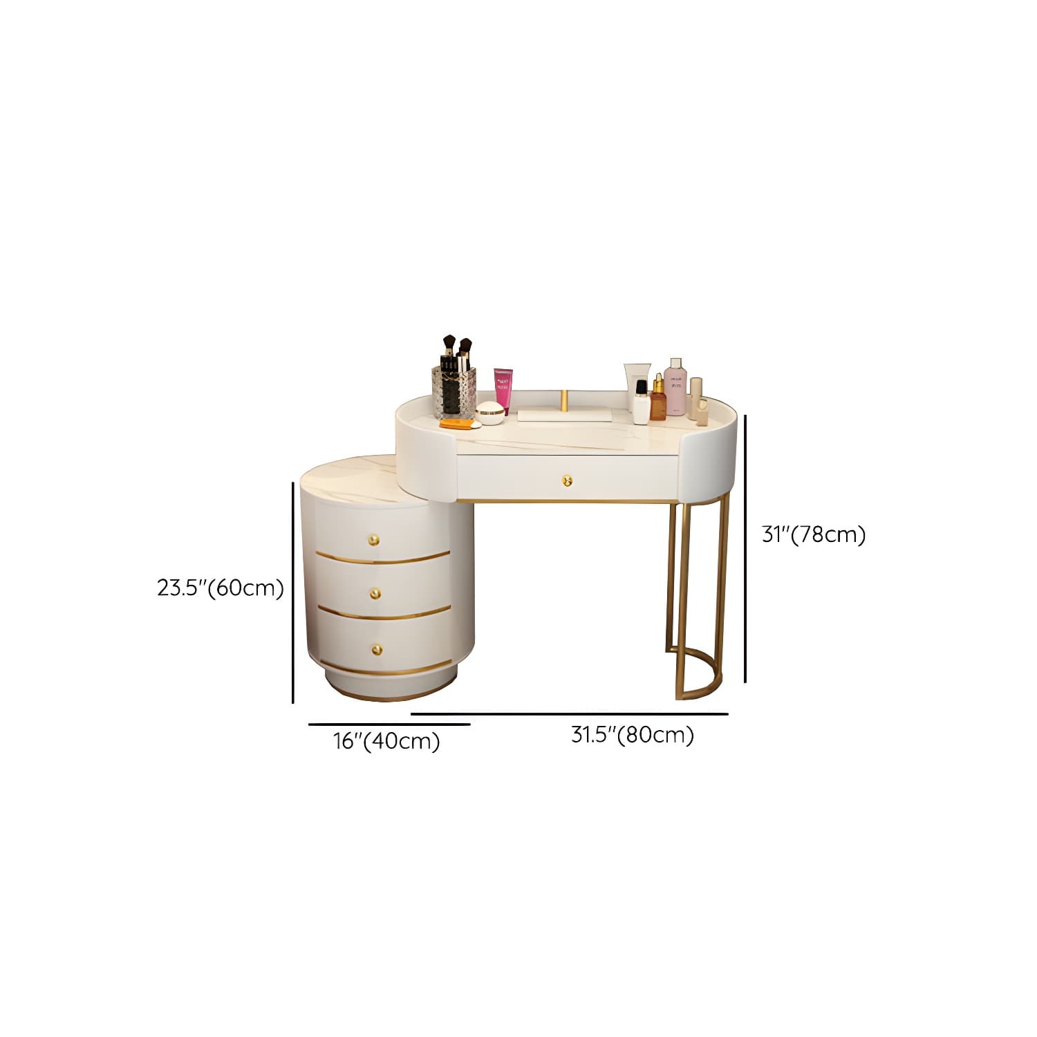 Lighted Mirror Makeup Counter Bedroom Makeup Vanity Desk Table with Drawer - image 19