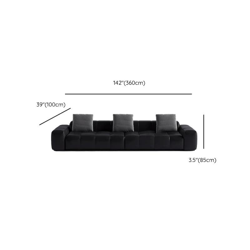Tear Resistant Standard Sofa/Loveseat/Single Sofa in Midnight Black Genuine Leather - image 17