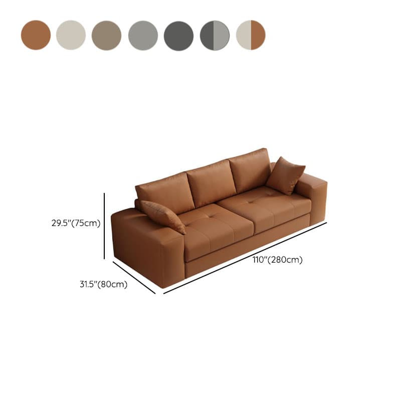 Modern Solid Color Scratch-defiant Standard Sofa in Pu with Dark Grey/Ivory/Coffee Upholstery, 4-seater/3-seater, and 2 Pillows - image 17