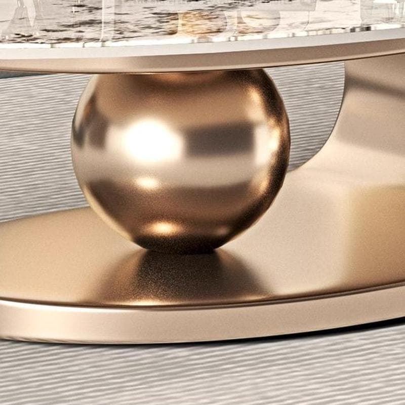 Luxurious Abstract Base Coffee Table with Elliptic Scratch-Resistant Stone Top - image 12