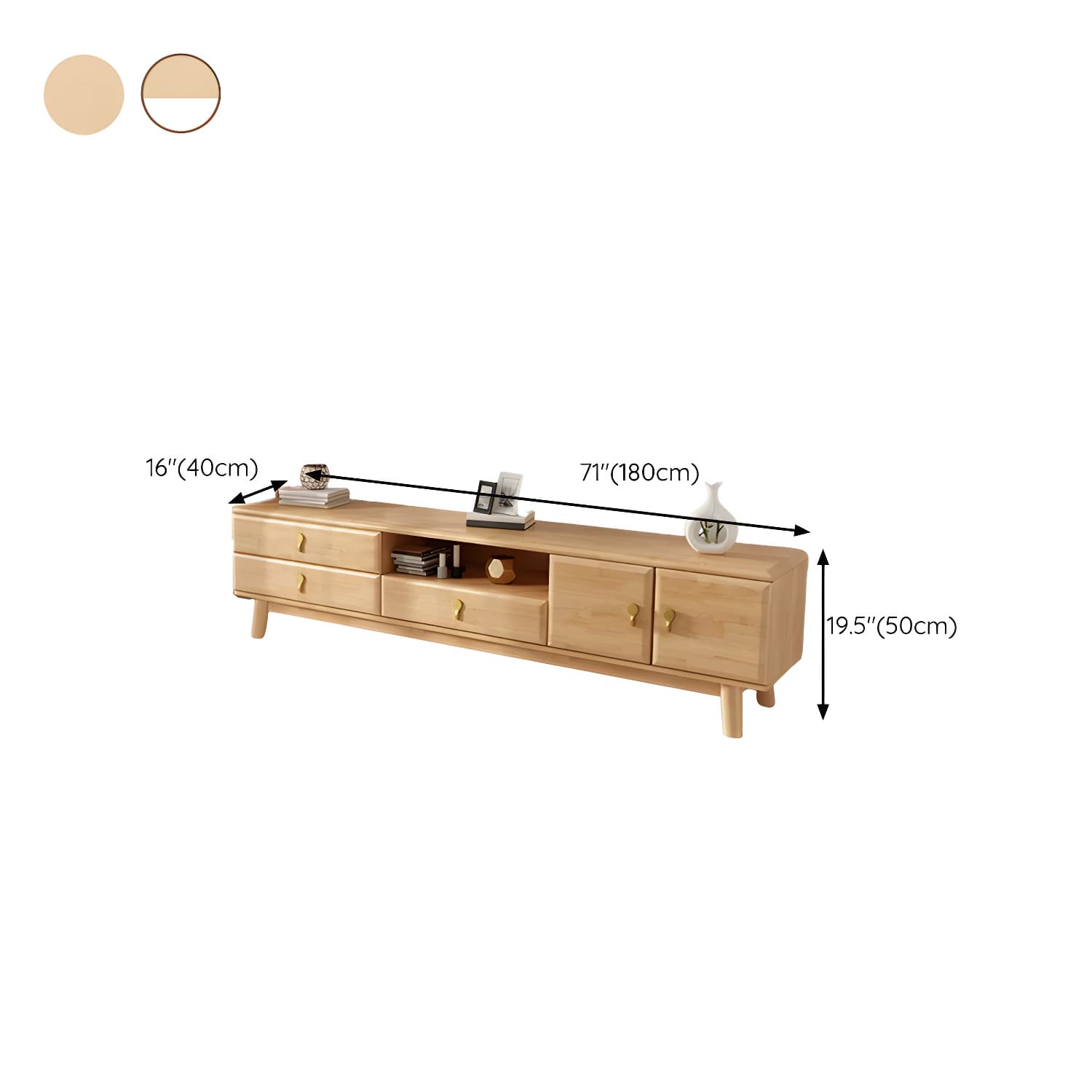 Scandinavian with Drawers Rubberwood with Cabinet TV Media Console - image 19