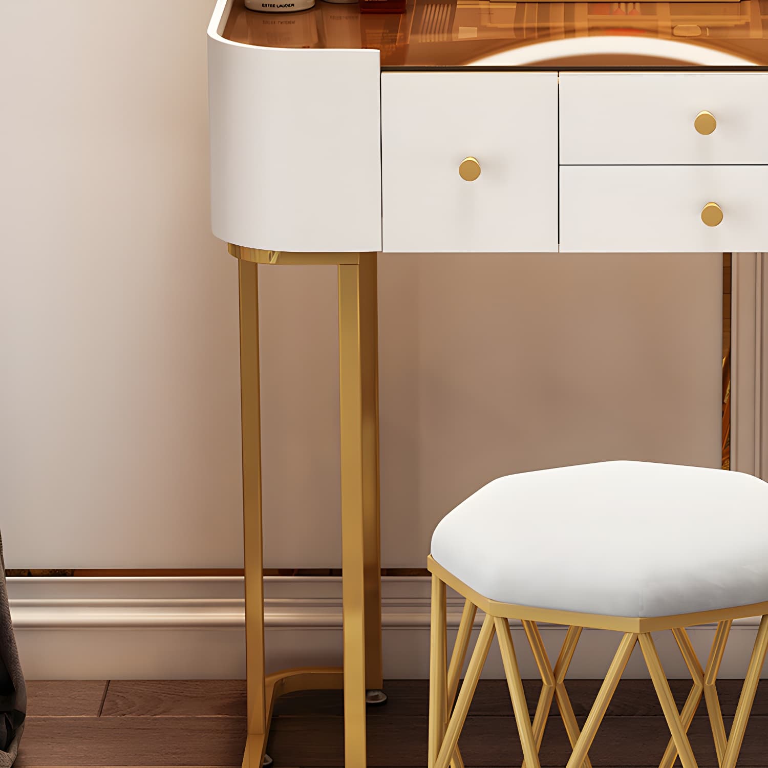 Glam Vanity Dressing Table Bedroom Makeup Vanity Desk with Drawer - image 11