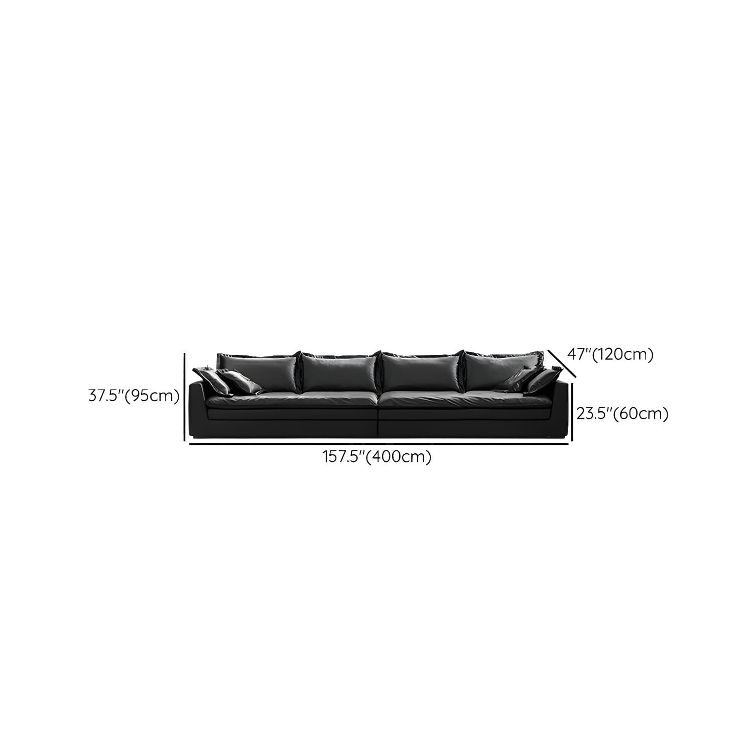 Modern Black Stationary Sectional Sofa with Wood Frame and Tech Cloth Upholstery - image 20